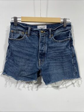 Alexa Chung High-Rise Dark Blue Denim Cutoff Shorts